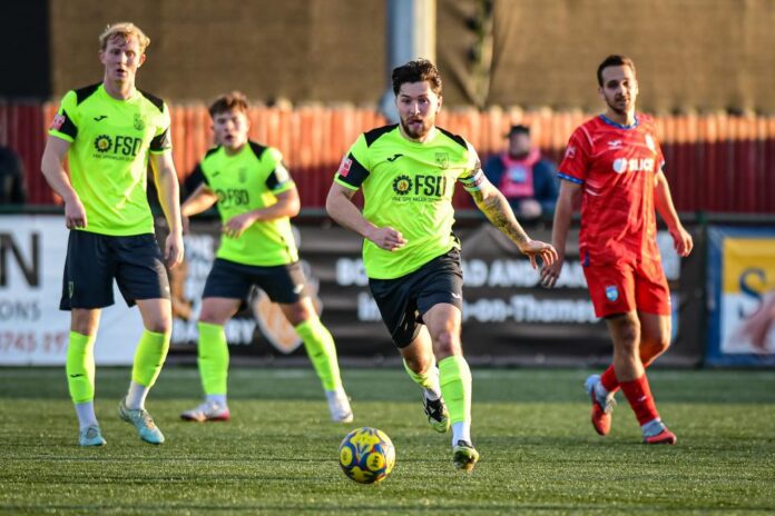 Weymouth captain Tom Bearwish in action against Walton & Hersham during a Southern League Premier South match